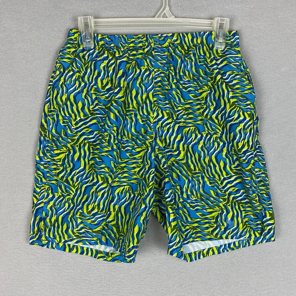 Nike Swim Mens Small Wild Packable 7in Volley Short Green Blue Drawstring Lined